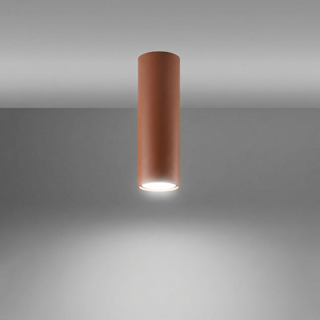 Tube ceiling light 20 steel ochre red, spotlight GU10 ceiling, light on