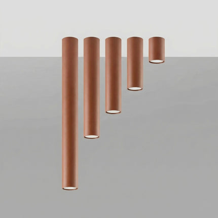 Plafonnier Tube 20 Acier Rouge Ocre, Spot Plafond GU10, vue de détail