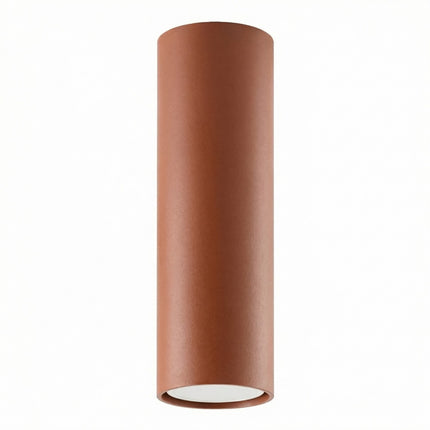 Plafonnier Tube 20 Acier Rouge Ocre, Spot Plafond GU10, packshot sur fond blanc