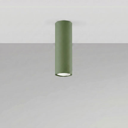 Plafonnier Tube 20 Acier Vert Olive, Spot Plafond GU10, vue en situation