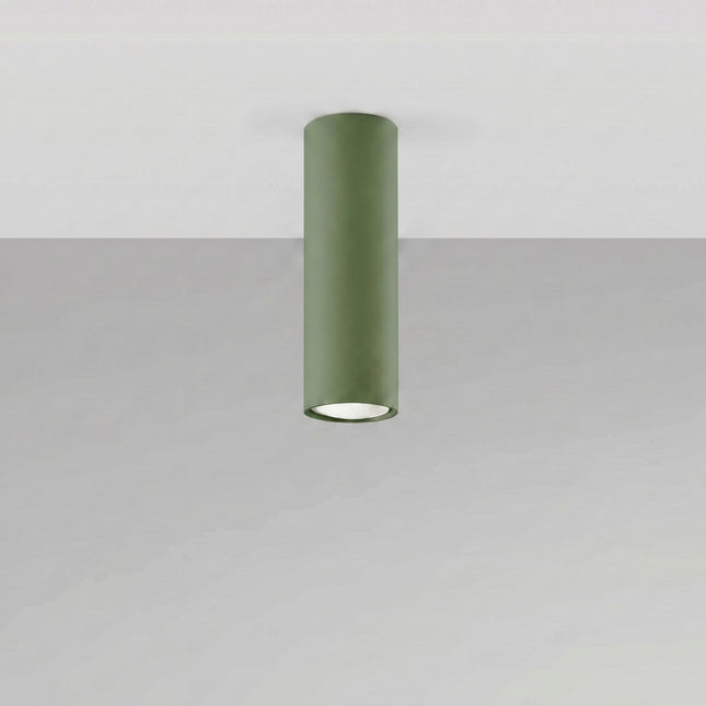 Tube ceiling light 20 steel olive green, spotlight GU10 ceiling, lifestyle view