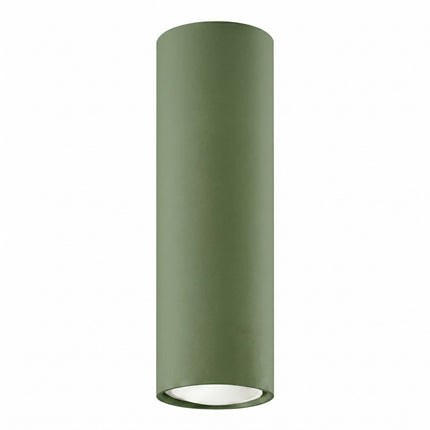 Plafonnier Tube 20 Acier Vert Olive, Spot Plafond GU10, packshot sur fond blanc