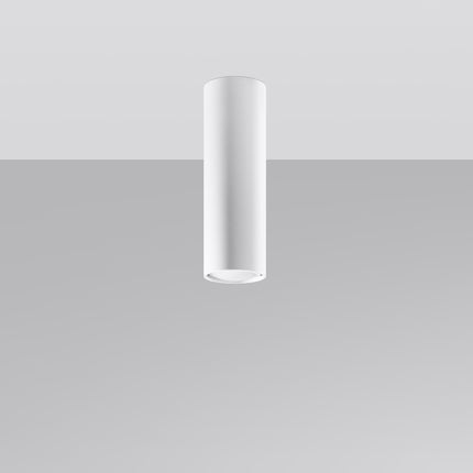 Plafonnier Tube 20 en acier blanc, vue de profil, spot GU10 à fixation plafond, style japandi épuré