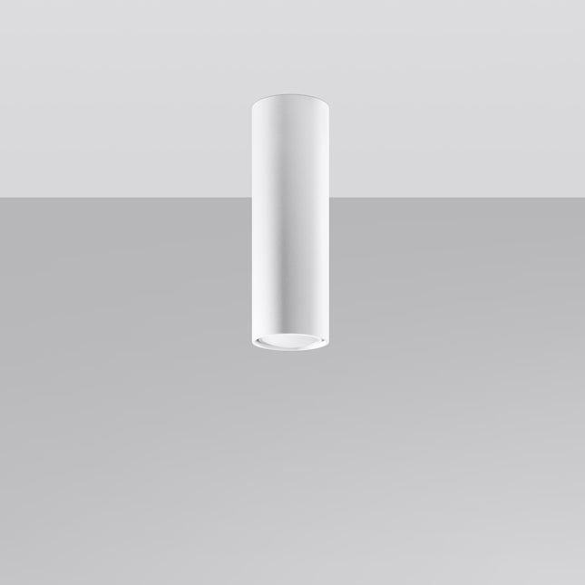 Plafonnier Tube 20 en acier blanc, vue de profil, spot GU10 à fixation plafond, style japandi épuré