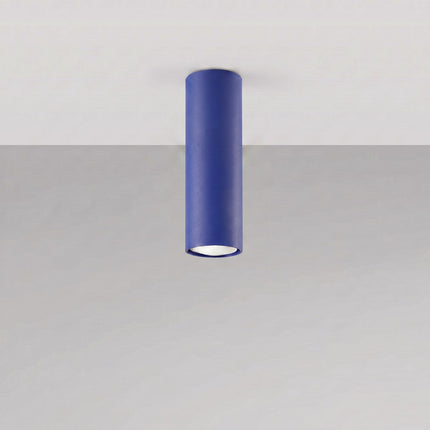 Plafonnier Tube 20 bleu outremer, vue en situation sur fond clair