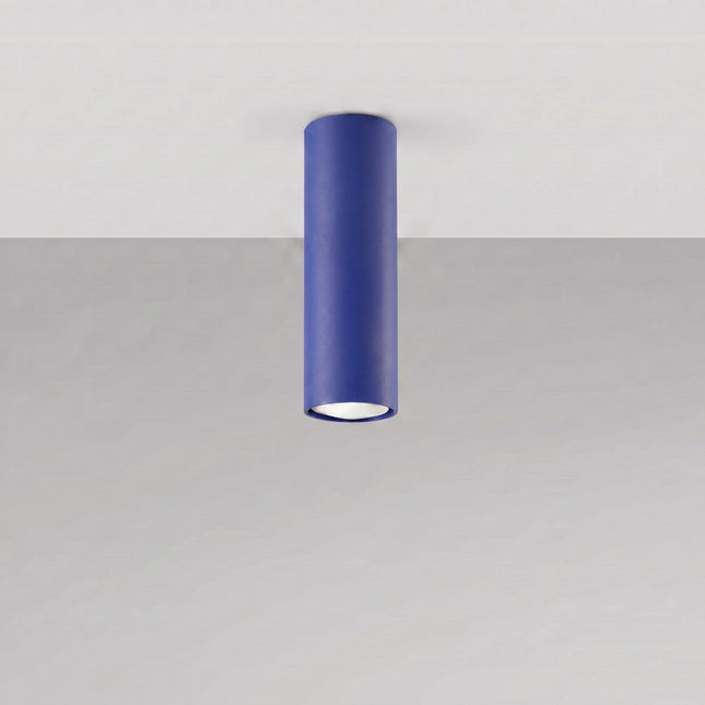 Tube ceiling light 20 ultramarine blue, lifestyle view on light background