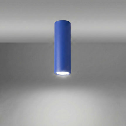 Plafonnier Tube 20 bleu outremer allumée, faisceau net