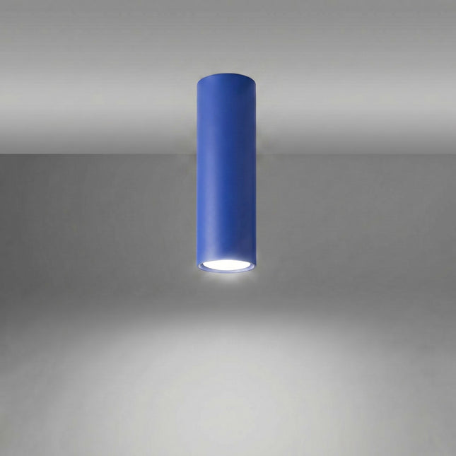 Tube ceiling light 20 ultramarine blue lit, sharp beam