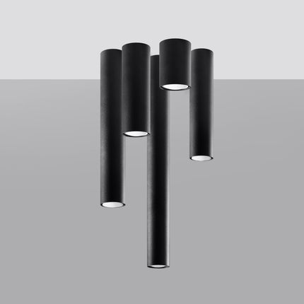 Plafonnier Tube 20 en acier noir, vue du dessous avec l'ouverture GU10, spot GU10 à fixation plafond, style ja