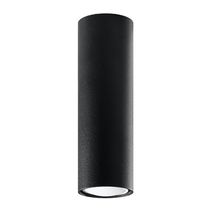 Plafonnier Tube 20 en acier noir, vue de face, spot GU10 à fixation plafond, style japandi épuré