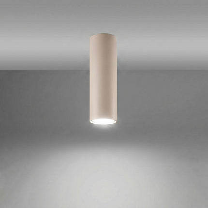Plafonnier Tube 20 taupe allumée, faisceau net