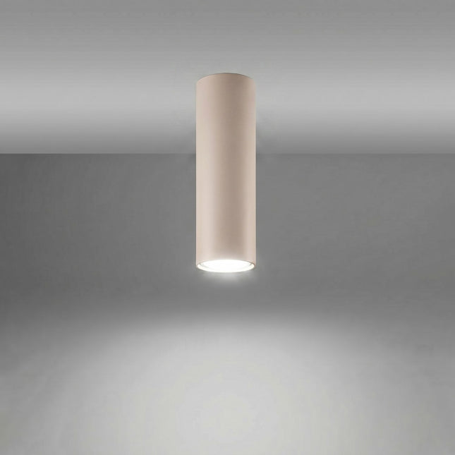 Tube ceiling light 20 taupe lit, sharp beam