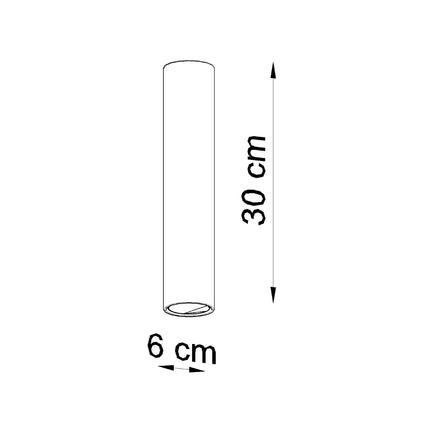 Schéma des dimensions du plafonnier tube 30 noir
