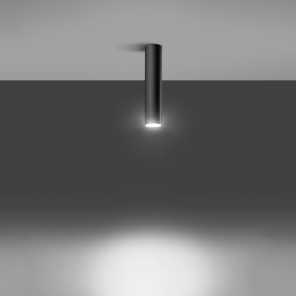 Plafonnier tube 30 noir installé dans une pièce lumineuse