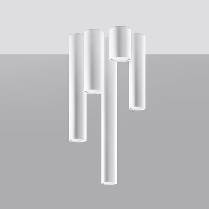 Plafonnier Tube 40 en acier blanc, vue du dessous avec l'ouverture GU10, spot GU10 à fixation plafond, style j