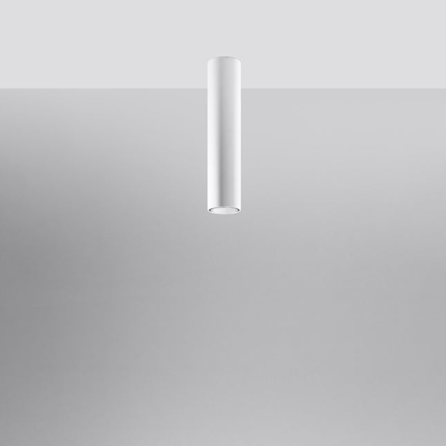Plafonnier Tube 40 en acier blanc, vue de profil, spot GU10 à fixation plafond, style japandi épuré