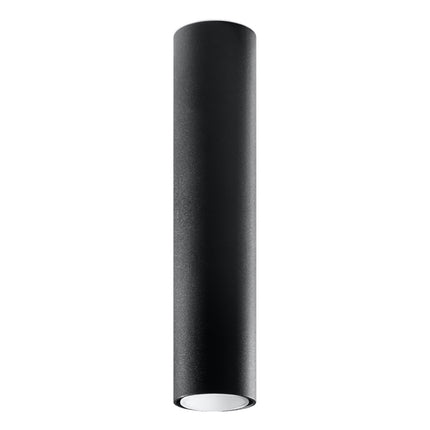 Plafonnier Tube 40 en acier noir, vue de face, spot GU10 à fixation plafond, style japandi épuré