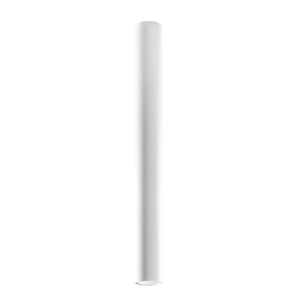 Plafonnier Tube 60 en acier blanc, vue de face, spot GU10 à fixation plafond, style japandi épuré