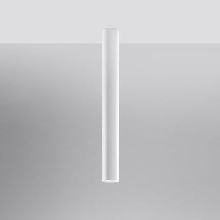 Plafonnier Tube 60 en acier blanc, vue de profil, spot GU10 à fixation plafond, style japandi épuré