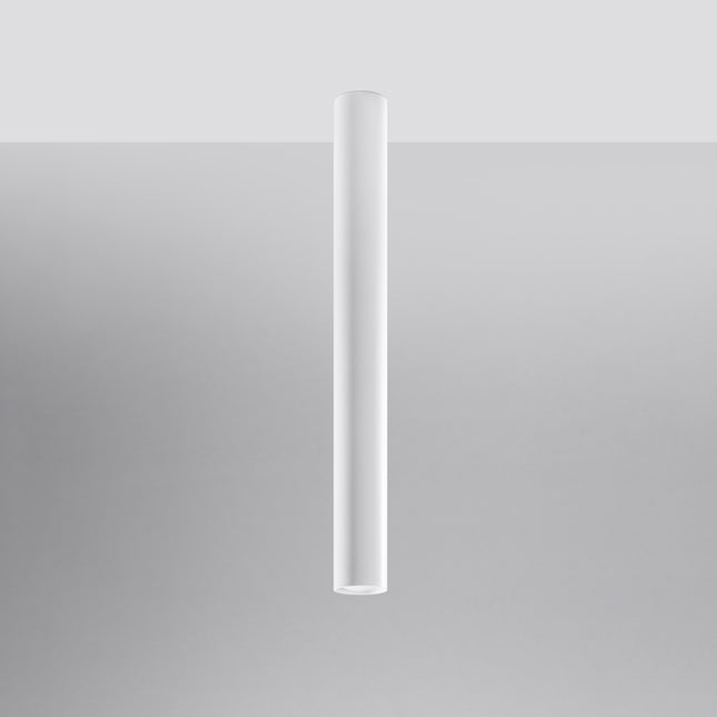 Plafonnier Tube 60 en acier blanc, vue de profil, spot GU10 à fixation plafond, style japandi épuré