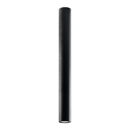 Plafonnier Tube 60 en acier noir, vue de face, spot GU10 à fixation plafond, style japandi épuré
