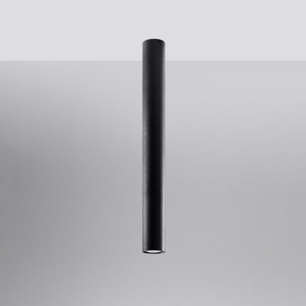Plafonnier Tube 60 en acier noir, vue de profil, spot GU10 à fixation plafond, style japandi épuré
