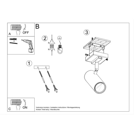 Instructions de montage du plafonnier tube ajustable blanc