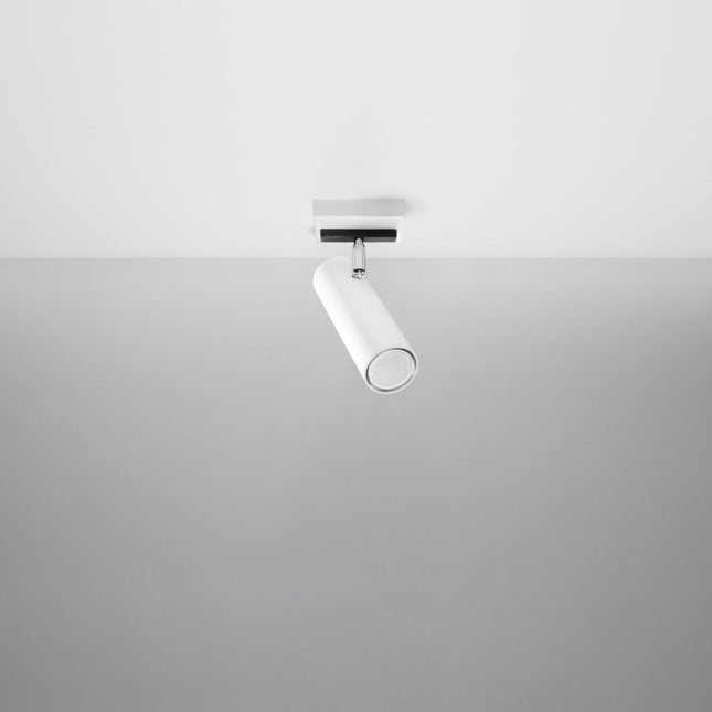 Plafonnier tube ajustable blanc fixé au plafond, tube orienté vers le bas