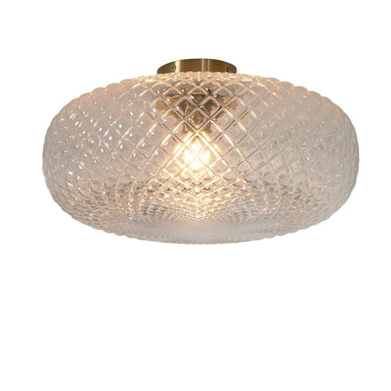 Plafonnier Venice verre transparent et doré 44 cm, packshot fond blanc