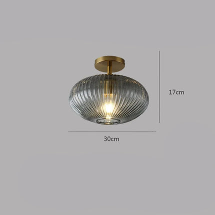 Plafonnier LED rétro en verre gris fumé