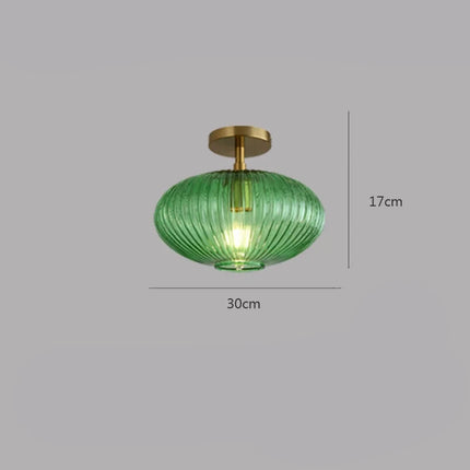 Plafonnier LED rétro en verre vert teinté