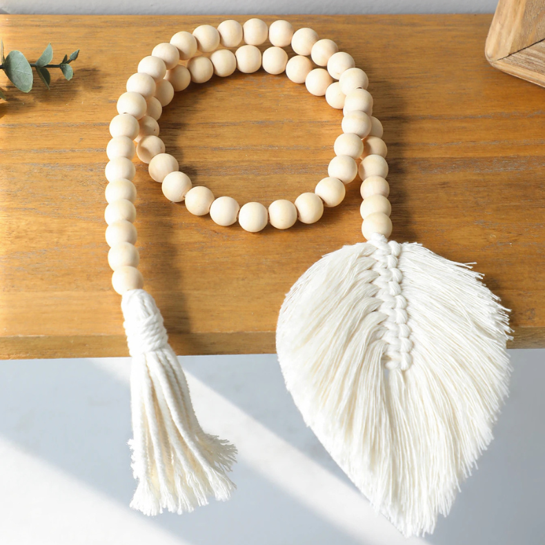 Dimensions Handmade Bohemian Wooden Beaded Pompom