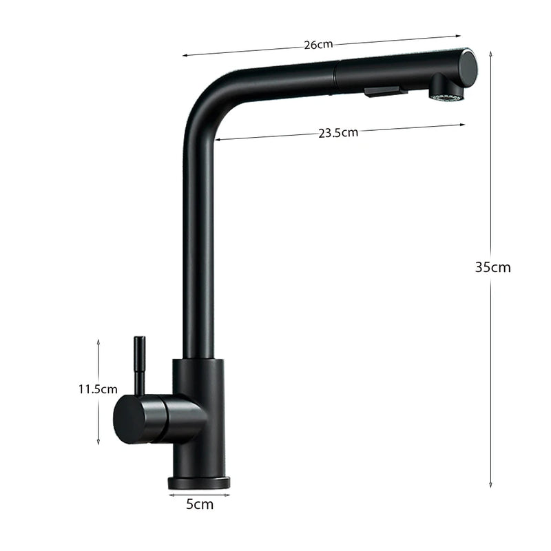 Dimensions Küchenarmatur Edelstahl mit ausziehbarer Brause 2 Strahlarten