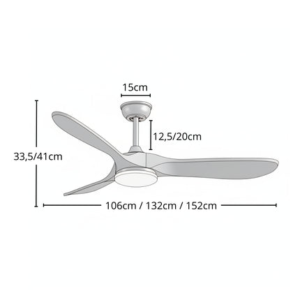 Ventilateur Plafond Silencieux Vintage avec LED - Blanc et ABS Blanc