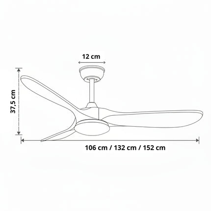 Ventilateur Plafond Silencieux Vintage avec LED - Argent et Bois Naturel