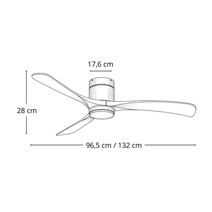 Ventilateur de Plafond Silencieux DC Pales Techniques & LED - Argent & ABS Bois Foncé