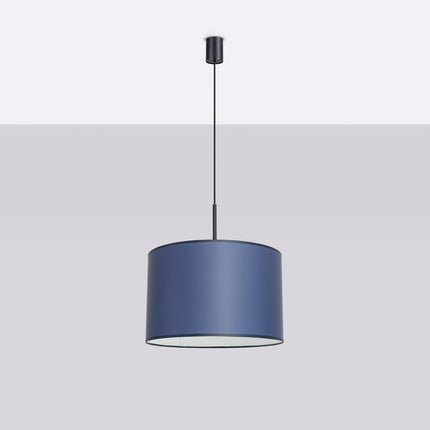 suspension abat-jour tambour bleu marine 40 cm, vue en situation