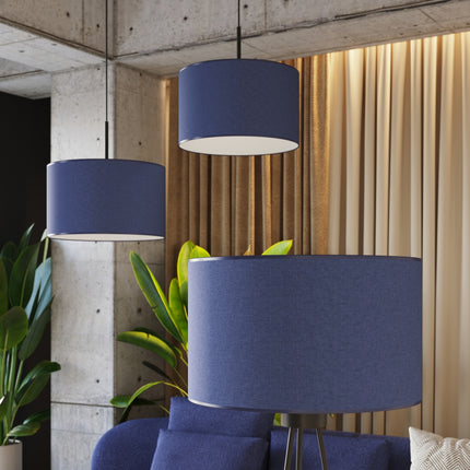 suspension abat-jour tambour bleu marine 40 cm, intérieur contemporain