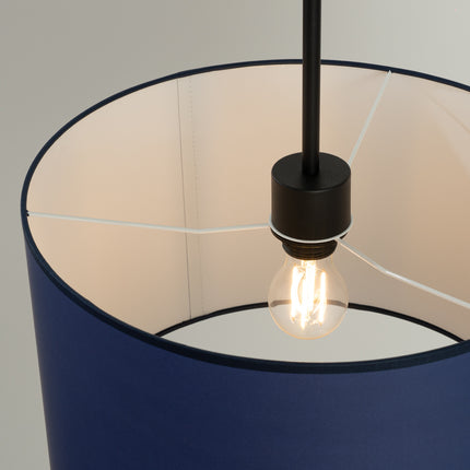 suspension abat-jour tambour bleu marine 40 cm, vue de détail