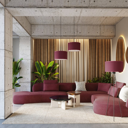 suspension abat-jour tambour bordeaux 40 cm, vue d'ambiance