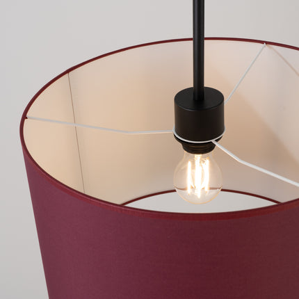 suspension abat-jour tambour bordeaux 40 cm, vue de détail