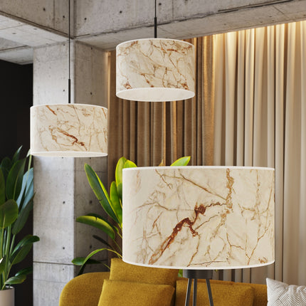 suspension abat-jour tambour effet marbre 40 cm, intérieur contemporain