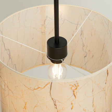 suspension abat-jour tambour effet marbre 40 cm, vue de détail