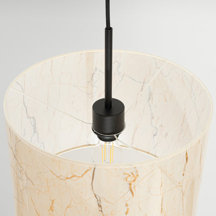 suspension abat-jour tambour effet marbre 40 cm, packshot de trois quarts