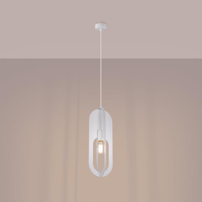 suspension anneau ovale en acier blanc, lumière allumée
