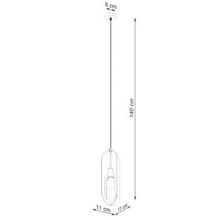 suspension anneau ovale en acier blanc, schéma de cotes