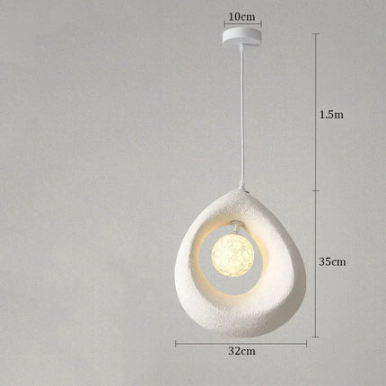Schéma des dimensions de la suspension anneau sablé blanc, 32 cm de diamètre, 35 cm de hauteur, câble 1,5 m