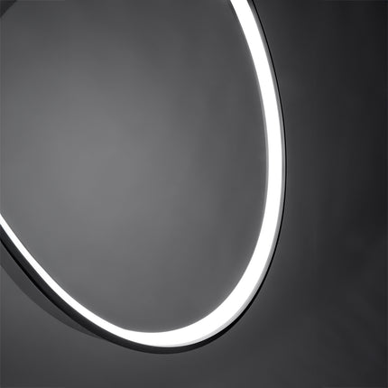 Suspension Anneau Solis 110 cm noire allumée, grand anneau vertical vu de trois quarts