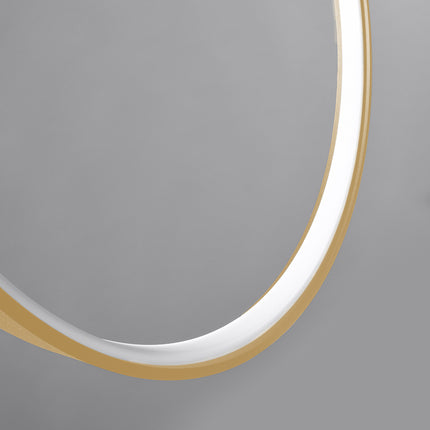 Suspension anneau doré Anneau Solis vue de profil, fine tranche lumineuse