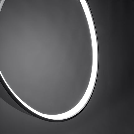 Suspension Anneau Solis 78 cm noire allumée, anneau vertical vu de trois quarts